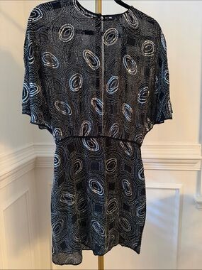 The Kooples Black and Silver Beaded Mini Dress